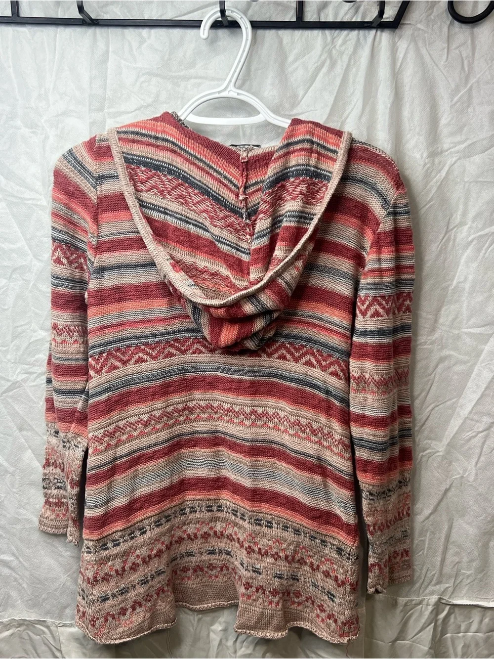 American Rag Cie Vintage Western BoHo Hooded 100% Cotton Open Cardigan